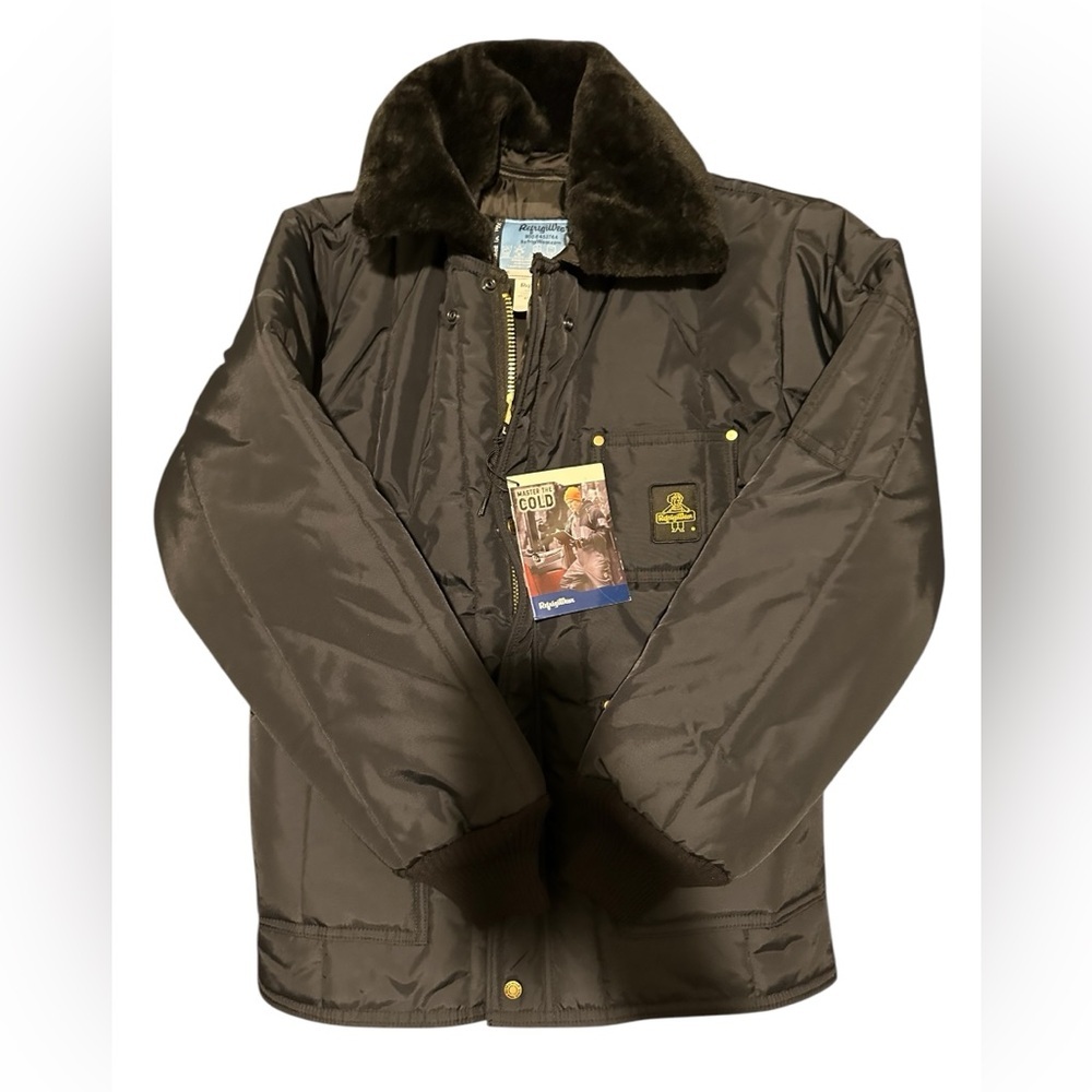 Refrigiwear Polar Work Jacket Men's Medium Black Fur Collar Zipper Coat